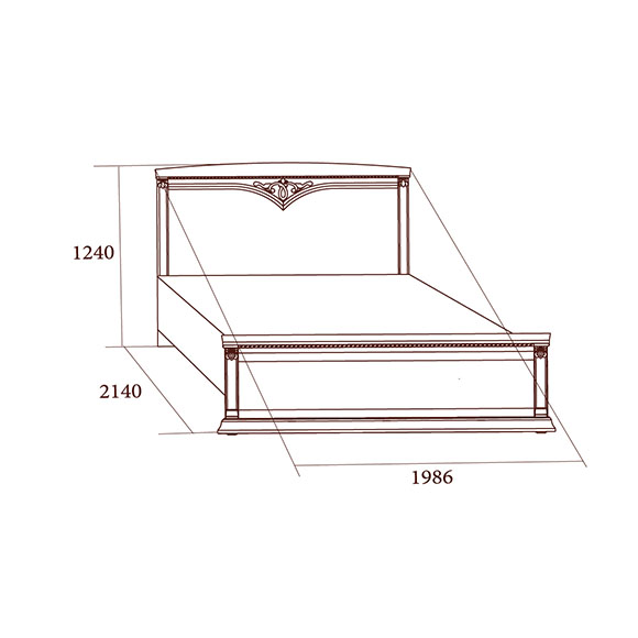 Схема Кровать двойная с ножной спинкой 1800x2000