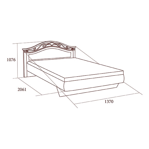 Схема Двуспальная кровать, вариант №1 без ножной спинки 1200x2000