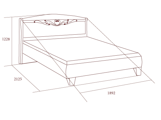 Схема Двуспальная кровать с кованым элементом без ножной спинки 1800x2000
