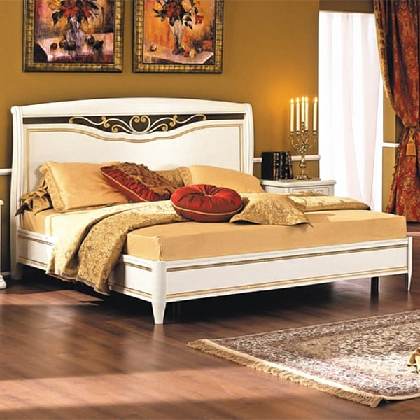 Двуспальная кровать с кованым элементом без ножной спинки 1800x2000 Луиджи белый