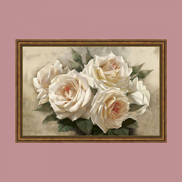 Картина "Бенгальские розы" Рама 7 (68-005), 65*100 см, арт.818789  