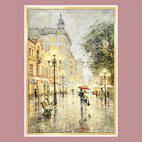 Картина "Арбатские огни" Рама 4 (22-005), 70х100 см, арт.818758  