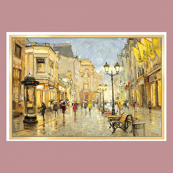 Картина "Арбатские огни 2" Рама 4 (22-005), 70х100 см, арт.818758  
